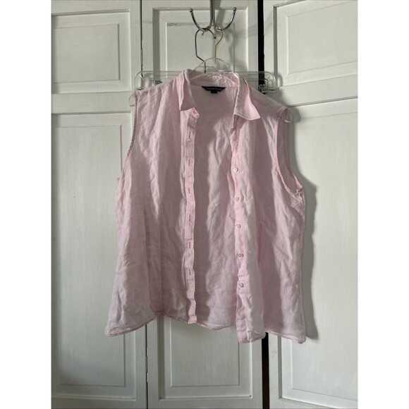 Lands' End Tops - lands end womens Pink Sleeveless linen Blouse Size 14